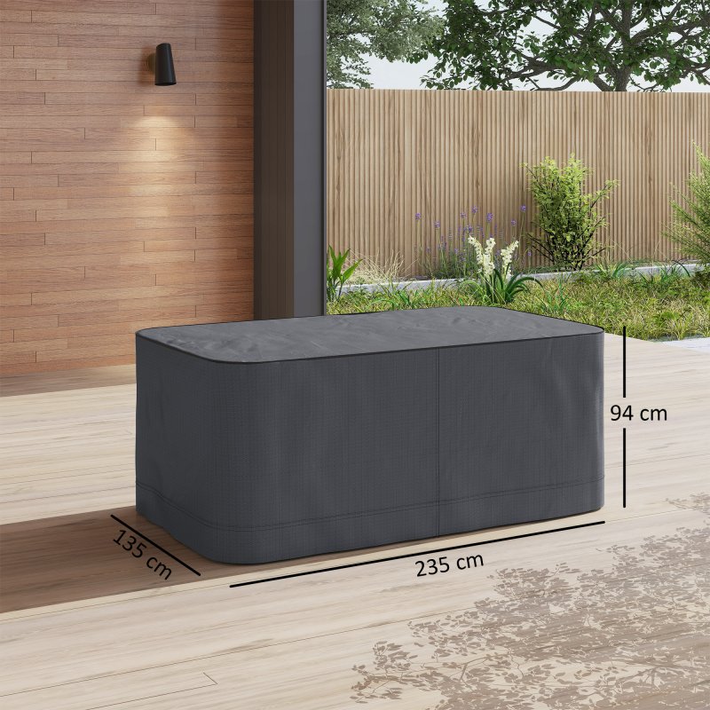 Outsunny Garden Furniture Cover, Waterproof Windproof 420D Heavy Duty Oxford Fabric Rattan Furniture Cover, Rectangular Outdoor Table Chair Set Cover, 235 x 135 x 94cm