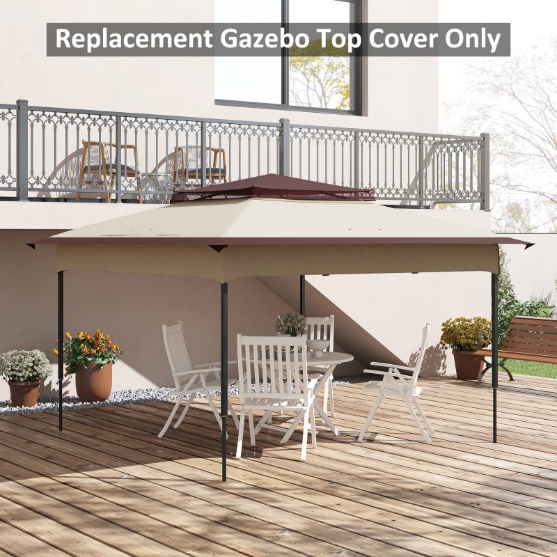 Outsunny Gazebo for 3.25m x 3.25m Frame, 2 Tier Gazebo Cover, UV Protection, Beige
