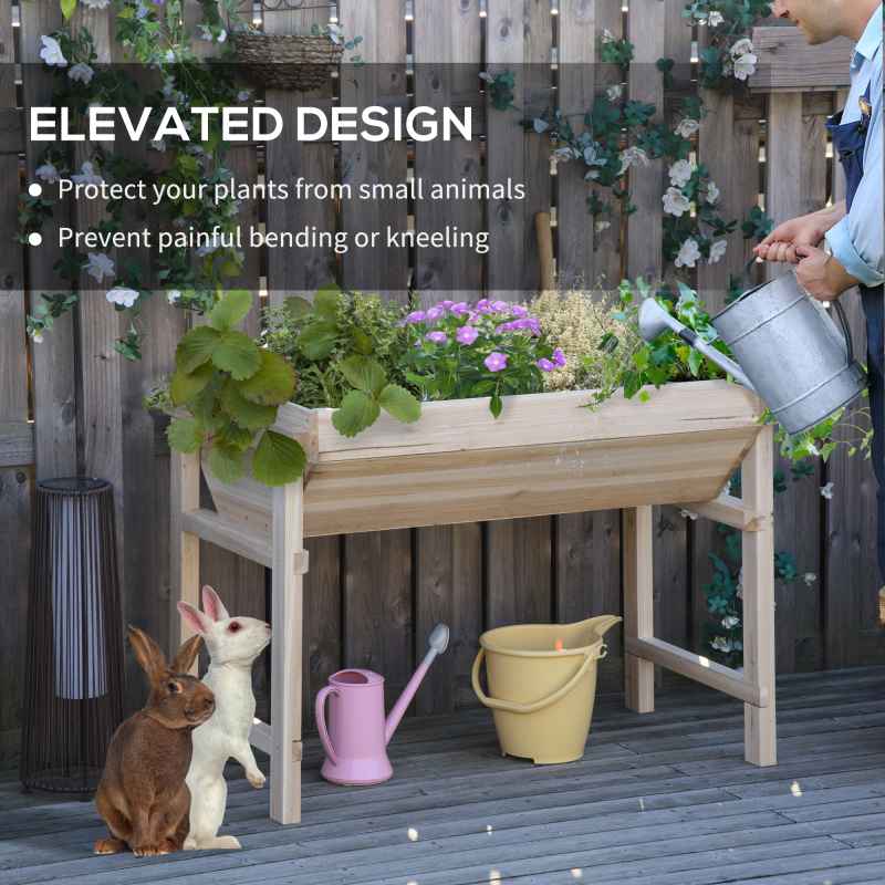 Outsunny Raised Garden Bed, Wooden Elevated Planter Box for Backyard, Patio to Grow Vegetables, Herbs, and Flowers, 108.5cmx60cmx80cm