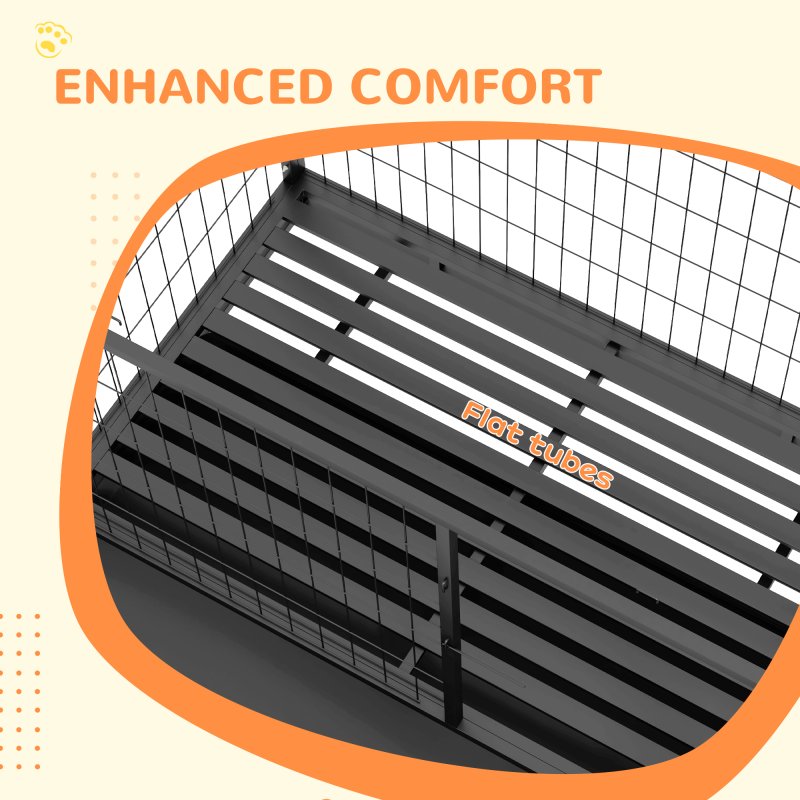 PawHut 48" Heavy Duty Dog Crate with Bowl Holder, Dog Cage on Wheels with Removable Tray, Openable Top, Detachable Door, Indoor Outdoor Use, for Large and Extra Large Dogs - Black