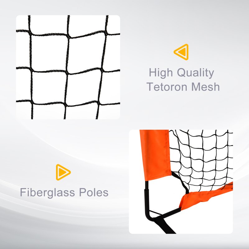 HOMCOM Set of 2 Football Goal Net 6 x 3 ft Foldable Outdoor Sport Training Teens Adults Football with Carrying Bag Orange