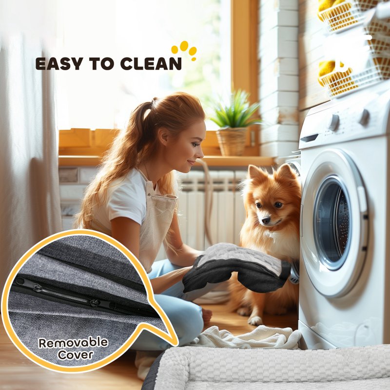 PawHut Dog Sofa Bed Pet Bed Dog Mattress with Removable Washable Cover, Anti-Slip Bottom, for Large Sized Dogs, 120L x 80W x 22Hcm - Charcoal Grey