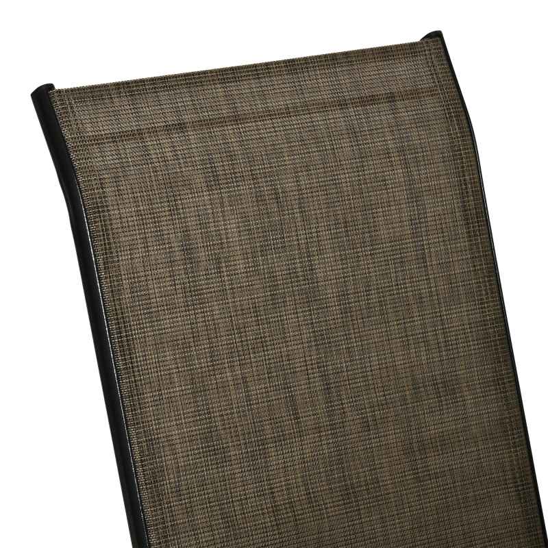 Outsunny 4 Pieces Garden Chairs, Stackable Outdoor Chairs with High Backrest and Armrest, Breathable Mesh Fabric Dining Chair Set of 4, Mixed Brown