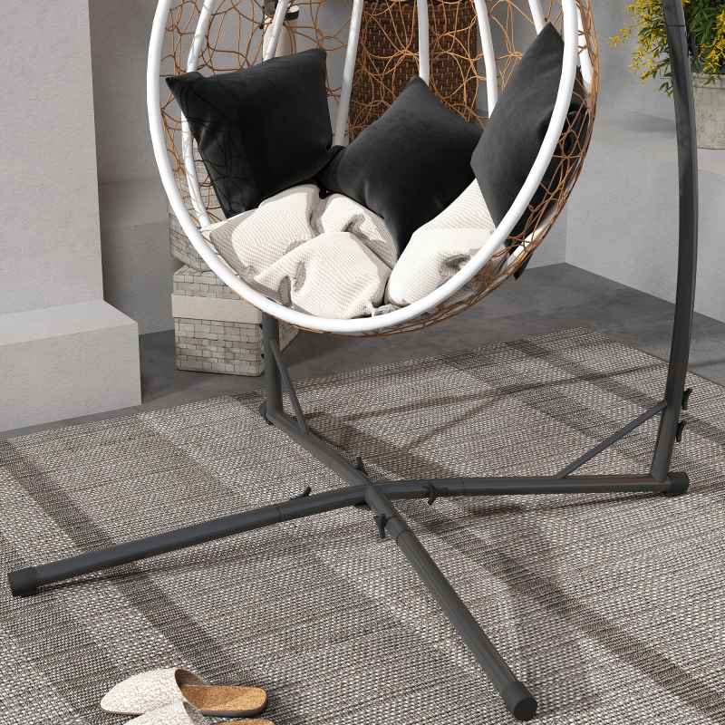 Outsunny Hammock Chair Stand Only, Hanging Chair Stand with X-Shape Base, Heavy Duty Steel Single Hammock Egg Swing Frame for Indoor Outdoor, 150 KG Load Capacity Black