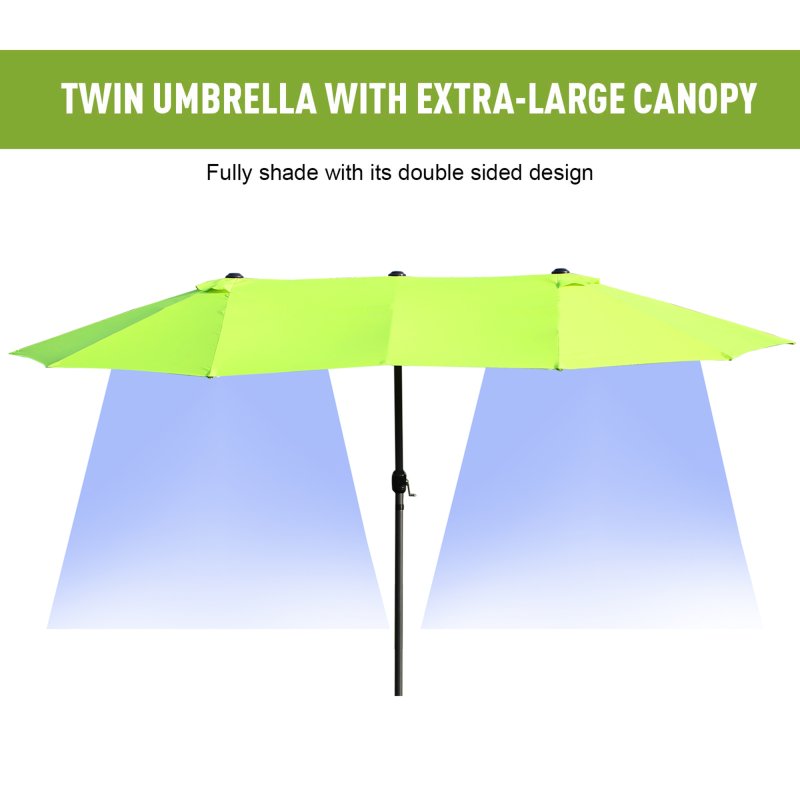Outsunny 4.6m Large Garden Parasol Double-Sided Sun Umbrella Patio Market Canopy Shade Outdoor Lime Green - NO BASE