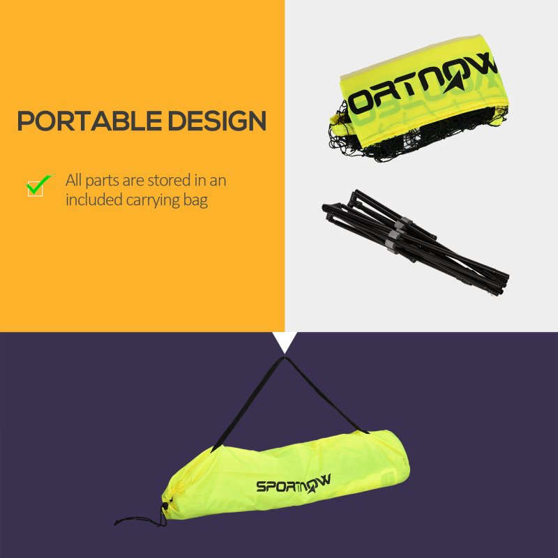SPORTNOW 3(m) Badminton Net, Foldable Height Adjustable Outdoor Sports Net with Carry Bag, for Tennis, Badminton, Pickleball, Volleyball, Black and Yellow