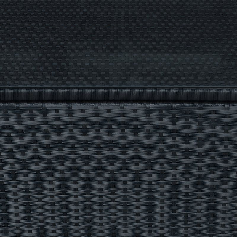 Outsunny Patio PE Rattan Side Table, Square Outdoor Coffee Table w/ Tempered Glass Top, Black