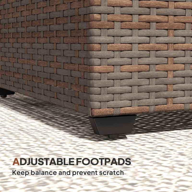 Outsunny Outdoor Coffee Table, PE Rattan Side Table with Tempered Glass Top, Wicker Rectangular Garden Coffee Table End Table with Steel Frame for Patio, Balcony, 90 x 50 x 38cm, Brown