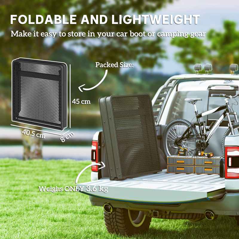 Outsunny 3 ft Folding Camping Table w/ Adjustable Heights, Portable Lightweight Outdoor Folding Picnic Table with Metal Mesh Desktop & Aluminium Legs for Picnic, Garden, Party, Black