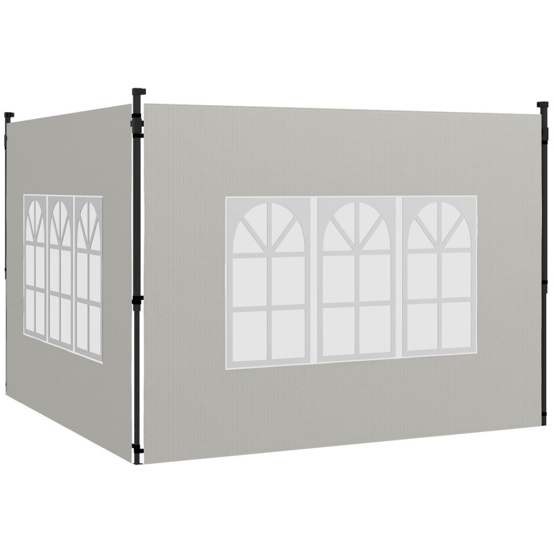 Outsunny Gazebo Side Panels with Window for 3x3(m) or 3x6m Gazebo Canopy, 2 Pack Sides Replacement, White