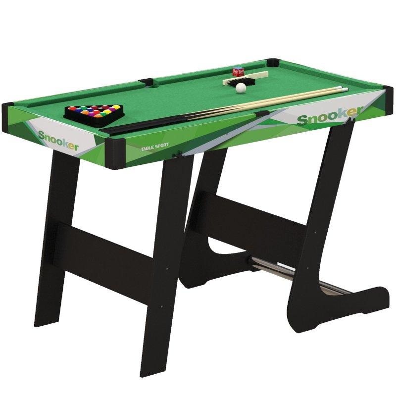 SPORTNOW Folding Pool Table Set, 104cm Mini Snooker Table with 2 Cues, 16 Balls, Chalk, Triangle, Brush, Portable Billiards Table for Youth and Adults, Green