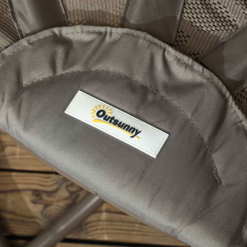 Outsunny Swivel Egg Chair with Cushions, Foldable Basket Seat and Metal Frame, Indoor Outdoor Lounge Chair for Balcony, Poolside, Patio and Living Room, Sand Brown