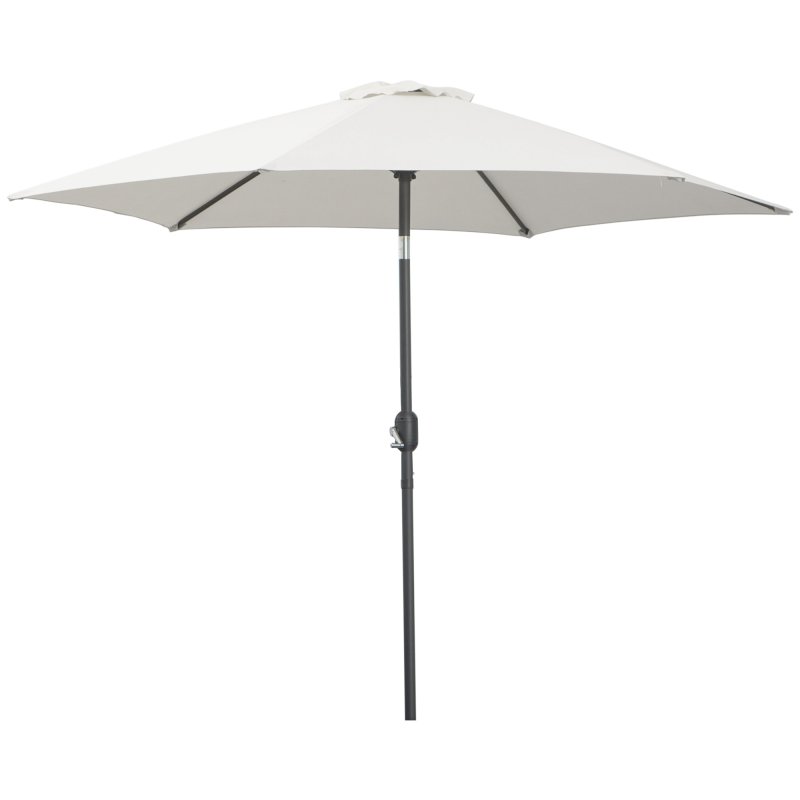 Outsunny 2.6M Garden Parasol Umbrella with Tilt and Crank, Outdoor Sun Parasol Sunshade Shelter with Aluminium Frame, Grey