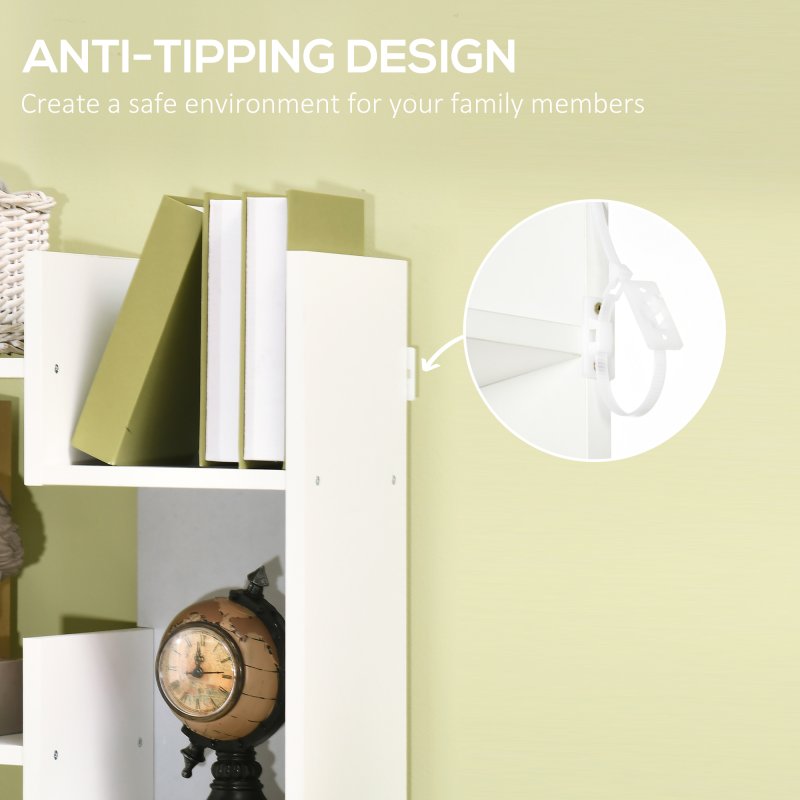 HOMCOM 6-Tier Bookshelf, Modern Bookcase with 11 Open Shelves, Freestanding Decorative Storage Shelving for Home Office and Study, White