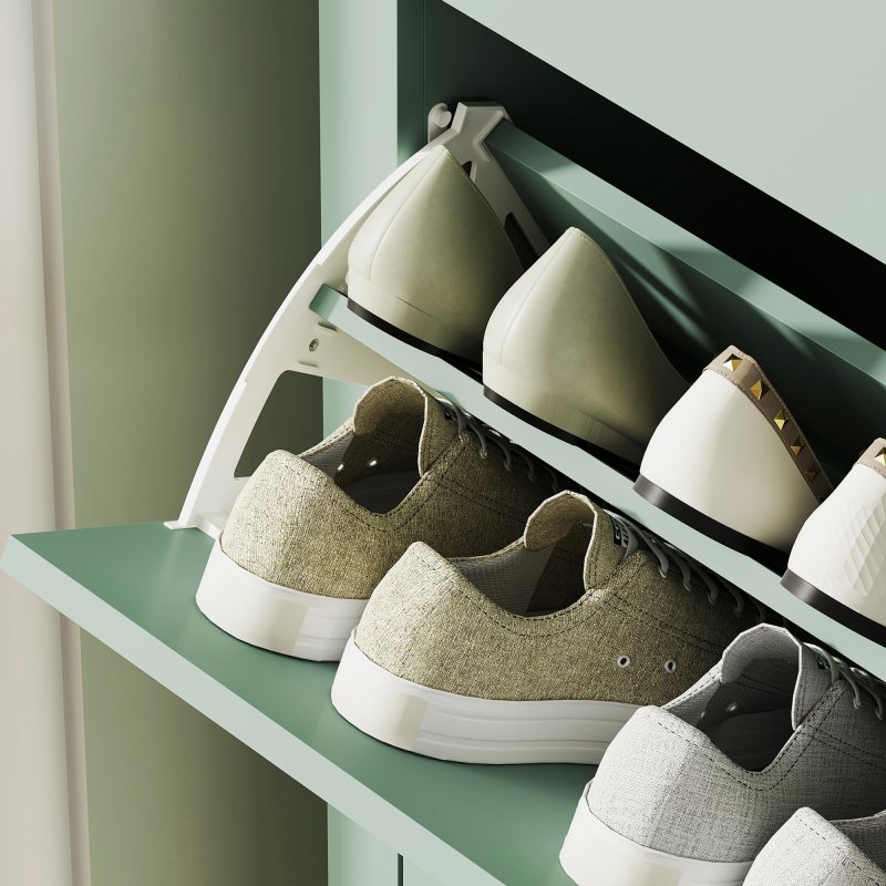 HOMCOM 2 Drawer Shoe Cabinet with Flip Doors, Narrow Shoe Storage Cabinet with Removable and Adjustable Shelves, 14 Pairs Footwear Cupboard for Hallway, Entryway, 80 x 24 x 95.5 cm