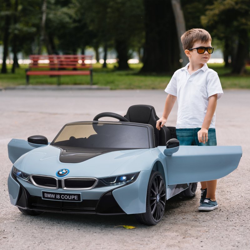 HOMCOM BMW I8 Coupe Licensed 6V Electric Car for Kids with Parent Remote Control, Kids' Electric Ride-on with Suspension Wheels, MP3, Music, Horn, LED Lights, for 3-8 Years Old, Blue