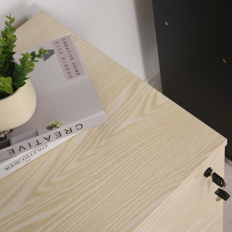 Vinsetto 2-Drawer Locking Office Filing Cabinet w/ 5 Wheels Rolling Storage Hanging A4 Cupboard Home Organisation, Oak Wood Grain