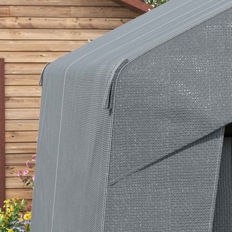 Outsunny 3 x 3(m) Garden Storage Tent, Portable Shed with Heavy Duty Galvanised Steel Frame, Ventilation Window, Roll-up Zipper Door, for Bike, Motorbike, Garden Tools, Dark Grey