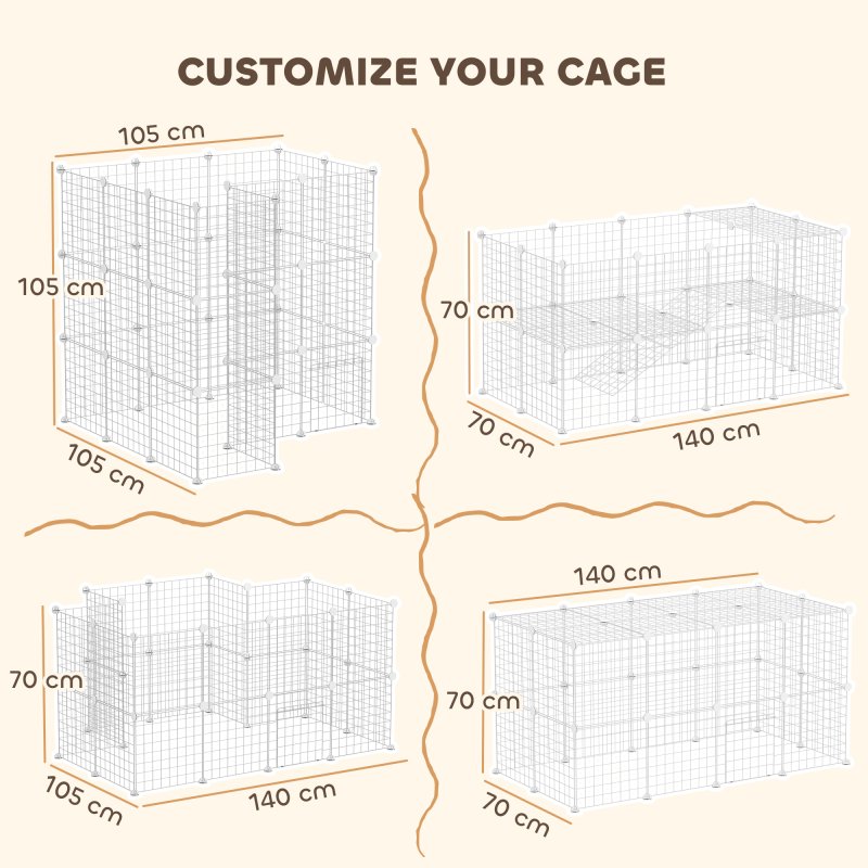 PawHut DIY Pet Playpen Metal Wire Fence Indoor Outdoor Rabbit Small Animals Cage 36 Panel Enclosure White