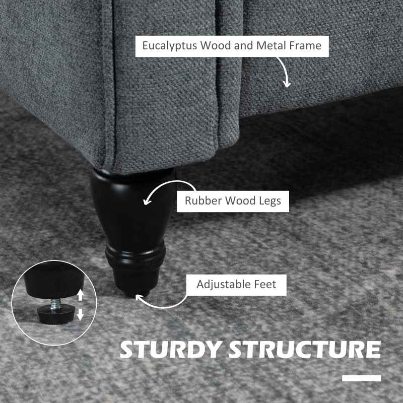 HOMCOM Armchair, Upholstered Accent Chair, Occasional Fireside Chair with Back Pillow and Rubber Wood Legs, Single Sofa for Living Room, Reading Room