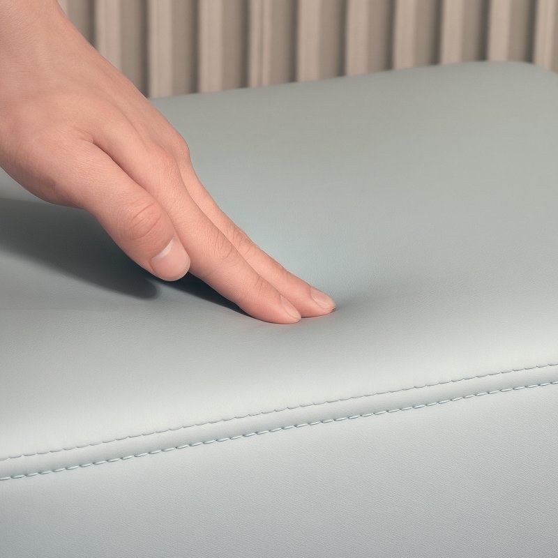 HOMCOM Faux Leather Footstool, Small Foot Rest, Rectangle Sofa Stool for Bedroom Living Room, Grey