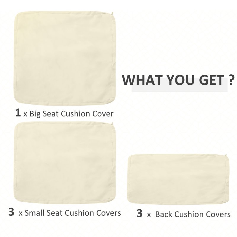 Outsunny Rattan Cushion Covers, Outdoor Seat Cushion Covers, Garden Furniture Covers Replacement - COVER ONLY, Cream White