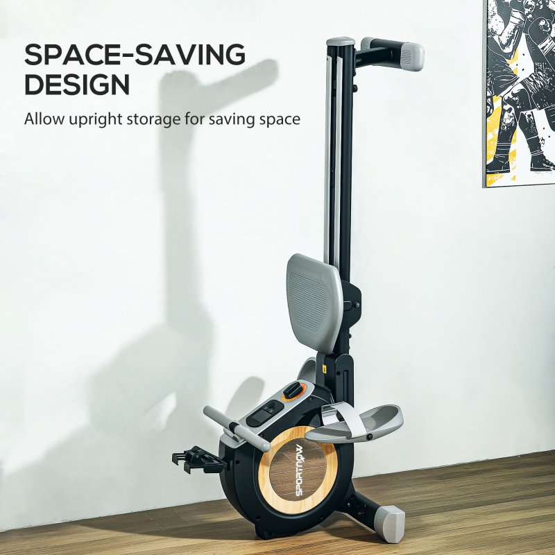 SPORTNOW Rowing Machine, 16-Level Magnetic Rower Machine with LCD Monitor and Phone Holder, Vertical Storage, for Home Gym Cardio Training, Black