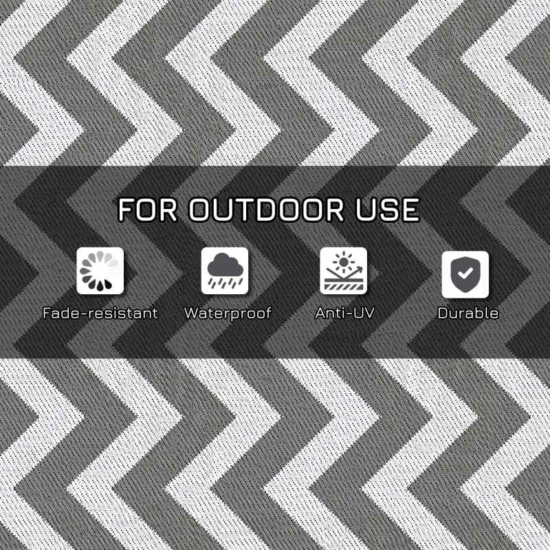 Outsunny 121 x 182 cm(4x6ft) Outdoor Rug Reversible Mat Plastic Straw Rug Portable RV Camping Mat for Garden Deck Picnic Indoor, Light Grey & White