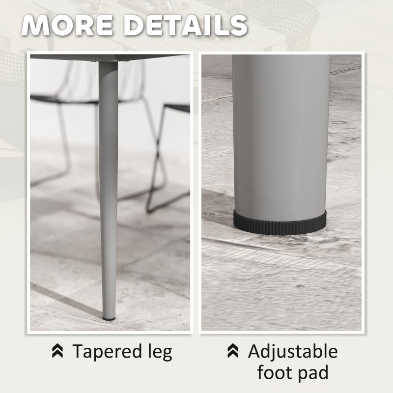 Outsunny Garden Table, Outdoor Dining Table for 6 People, 160 x 90 x 74 cm, with Rust Resistant Metal Frame, WPC Top, for Balcony, Terrace, Dark Grey