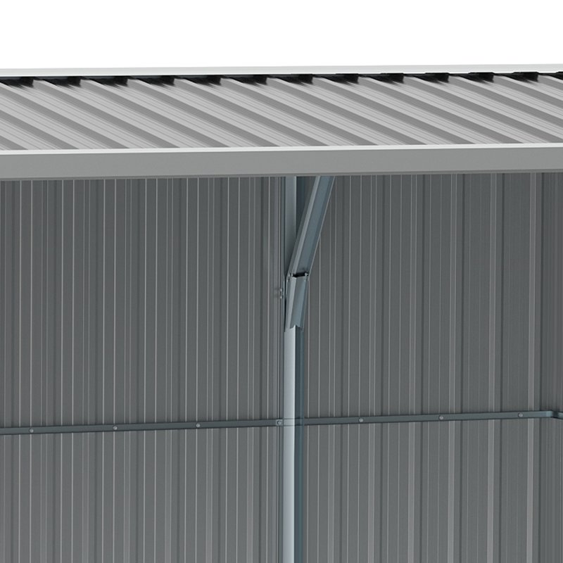 Outsunny 14 x 8ft Outdoor Garden Metal Storage Shed with Lockable Door, Tool Storage Box with Sloped Roof, 4 Windows and Floor Foundation for Backyard, Patio and Lawn - Grey