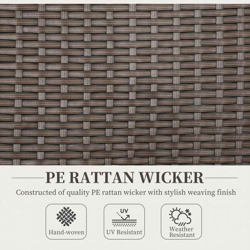 Outsunny Outdoor Folding Dining Chair, PE Rattan Chair with Armrests, High Backrest, for Garden, Camping, Balcony, Porch, Brown