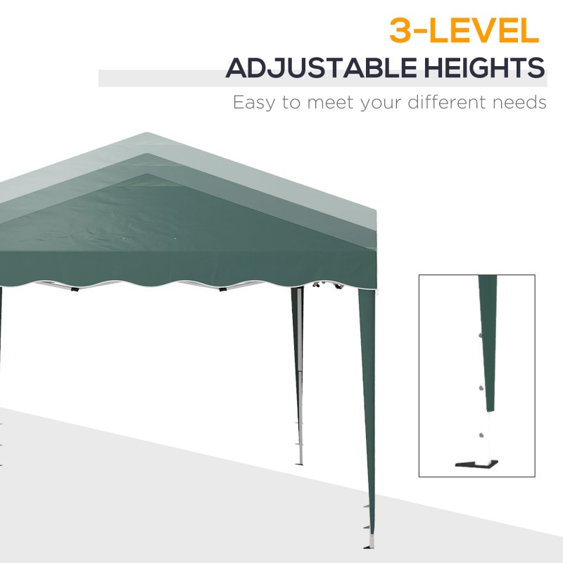 Outsunny 3x3(m) Pop Up Gazebo, Foldable Party Tent with Wave Edge and Carry Bag, Height Adjustable Festival Camping Canopy for Garden Outdoor, Green