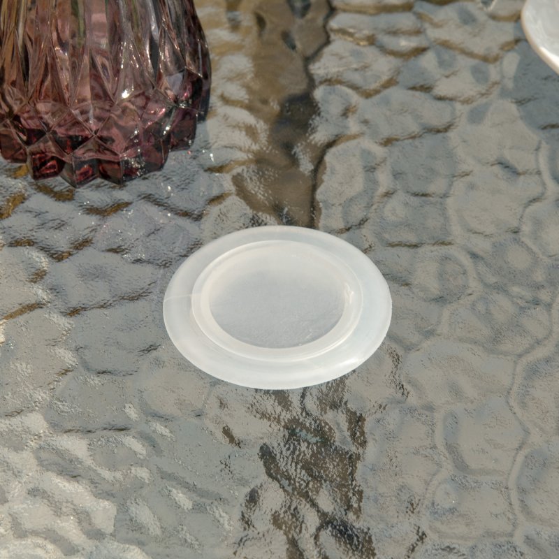 Outsunny 80 cm Round Dining Table with Parasol Hole, Outdoor Coffee End Side Table with Tempered Glass Top, Steel Frame for Garden, Black