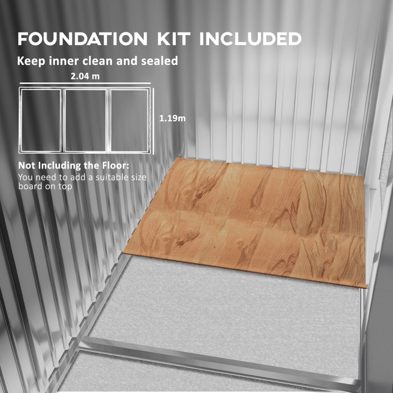 Outsunny 7 x 4ft Metal Garden Shed, Outdoor Storage Tool House with Ventilation Slots, Foundation Kit and Lockable Double Doors, Light Brown