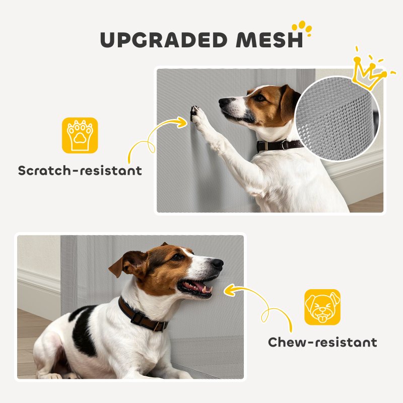 PawHut Retractable Stair Gate for Dogs, Extra Wide Dog Gate Extends Up to 140 cm Wide, 86.5 cm Tall, for Doorways, Stairways, Hallways, Indoor and Outdoor, Grey