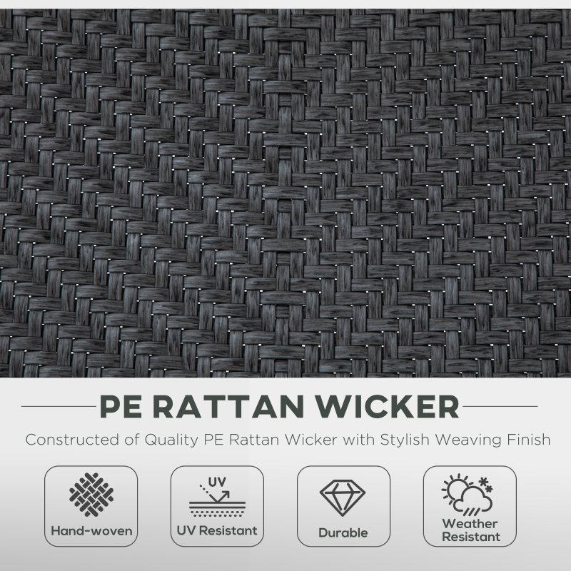 Outsunny Set of 4 Outdoor Wicker Folding Chairs, Patio PE Rattan Dining Armrests Chair set with 7 Levels Adjustable Backrest, for Outdoors, Camping, Grey