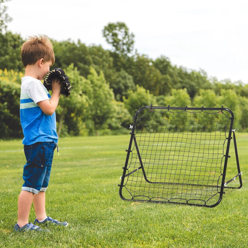 HOMCOM Rebounder Net Practise Kickback Target Goal with 5 Angles, for Teens, Adults, Softball, Football Training, Black