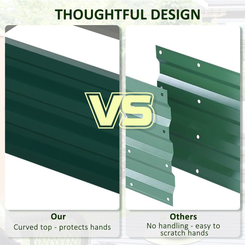 Outsunny 216L Rectangle Raised Garden Bed Box with Weatherized Steel Frame for Vegetables, Flowers and Herbs, 120 x 60 x 30.5cm, Green