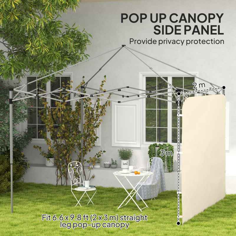 Outsunny Gazebo Side Panel, Canopy Sidewall Panel with 4 Mesh Bags and 2 Storage Pockets for 3 x 3 m Straight Leg Pop Up Gazebos, 1 Pack Sidewall Only, Beige