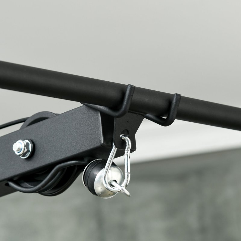 SPORTNOW Lat Pull Down Machine with Adjustable Seat, High and Low Pulley Cable Machine with Flip-Up Footplate, Multi-Function Home Gym Fitness Equipment - Black