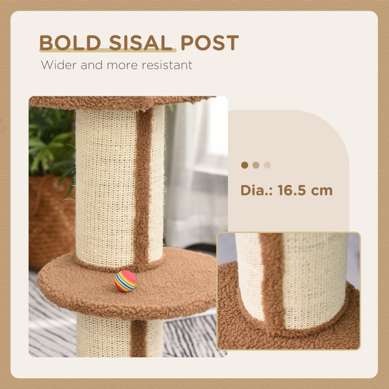 PawHut 91cm Cat Tower Scratching Posts Cat Tree for Indoor Cats Kitten Activity Centre Brown