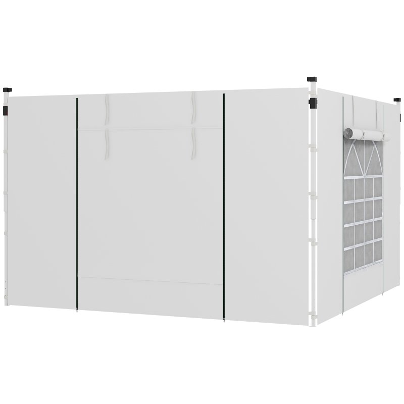 Outsunny Gazebo Side Panels with Windows and Doors, for 3x3(m) or 3x6m Pop Up Gazebo, 2 Pack Sides Replacement, White