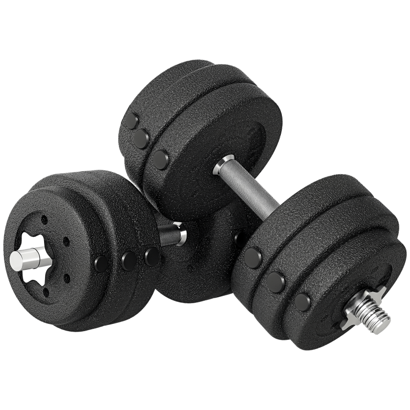 HOMCOM 30KG Adjustable Weights Dumbbells Set, Dumbbell Hand Weights for Home Office Gym Body Fitness Lifting Training, Black