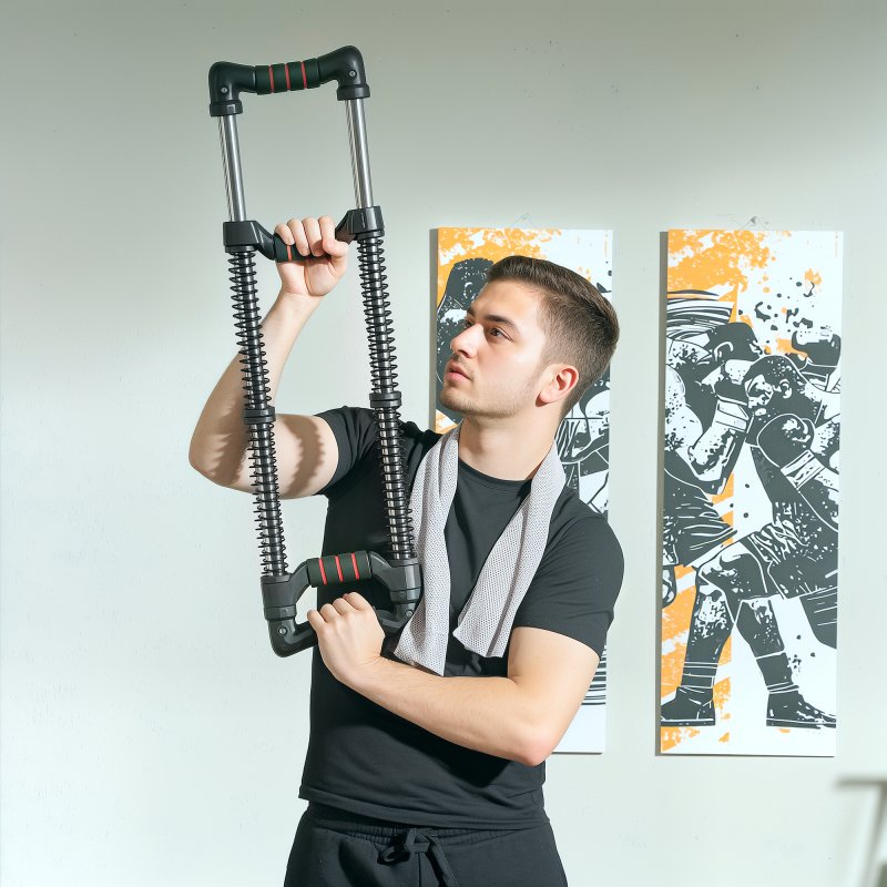 SPORTNOW Chest Expander, Arm Chest Exerciser with 10-50kg Adjustable Spring Resistance, for Home Gym, Office, Travel Workout