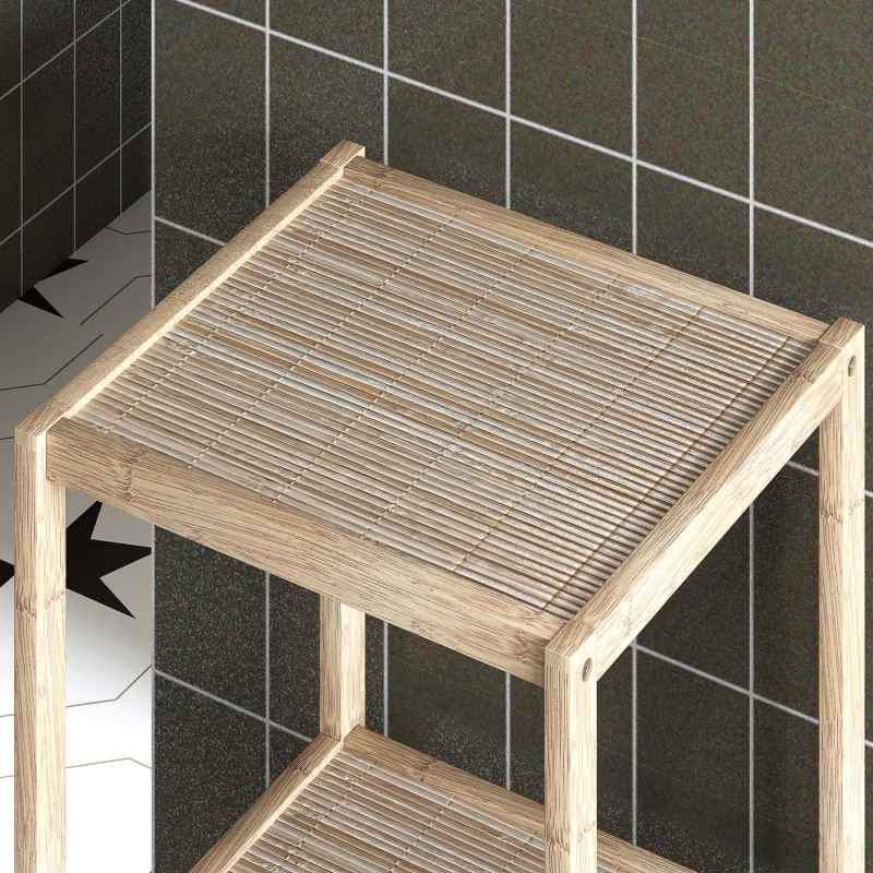 HOMCOM 4-Tier Bamboo Bathroom Storage Shelves, Freestanding Storage Shelving Unit, Multifunctional Display Plants Stand Shelf Rack Organiser