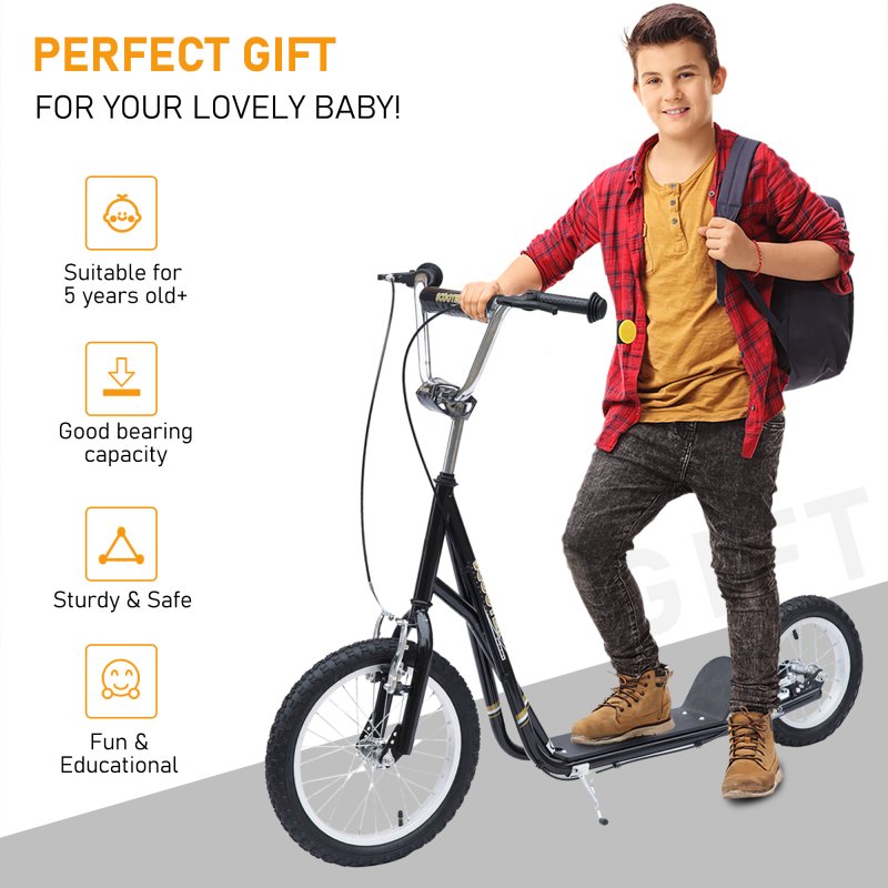 HOMCOM Kids Scooter, Teen Kick Scooter with Rubber Wheels, 16" Wheels