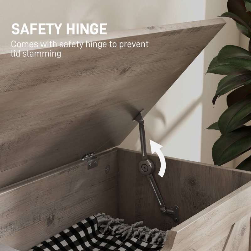 HOMCOM 100L Storage Chest, Storage Trunk with 2 Safety Hinges and U-shaped Cut-out Pull, Organizer Box for Living Room, Entryway, 80 x 40 x 45 cm