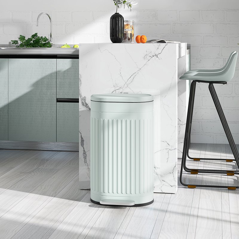 HOMCOM 30 Litre Pedal Bin, Fingerprint Proof Kitchen Bin with Soft-close Lid, Metal Rubbish Bin with Foot Pedal and Removable Inner Bucket