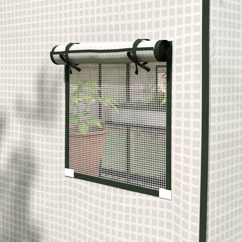 Outsunny Walk-in Greenhouse Cover Replacement with Roll-up Door and Mesh Windows, Reinforced PE Hot House Cover, COVER ONLY, 140 x 143 x 190cm, White