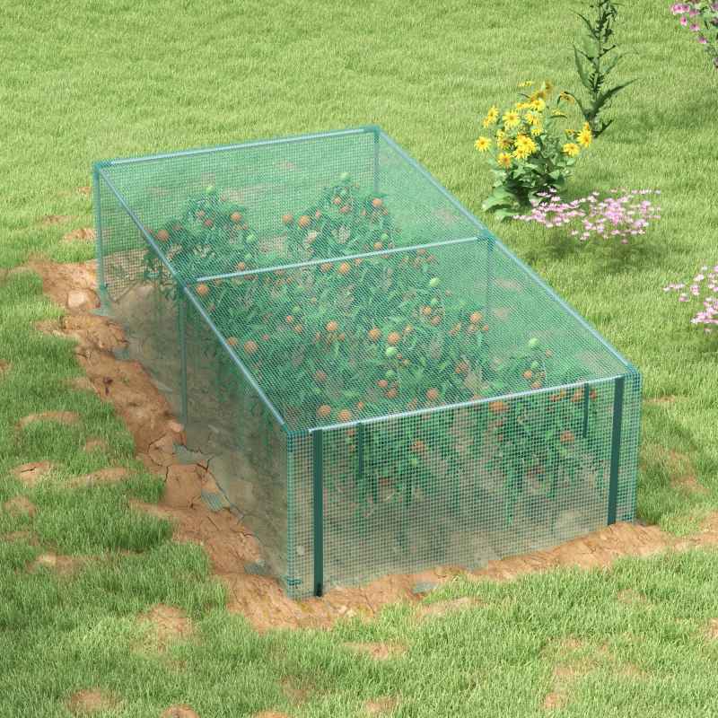 Outsunny 8' x 4' Crop Cage, Plant Protection Tent with Galvanised Steel Frame and Zipped Door, Fruit Cage Netting Cover for Garden and Outdoors Green